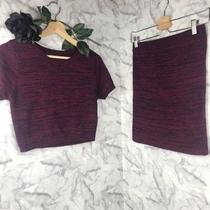 F21 Knit Crop Top and Pencil Skirt